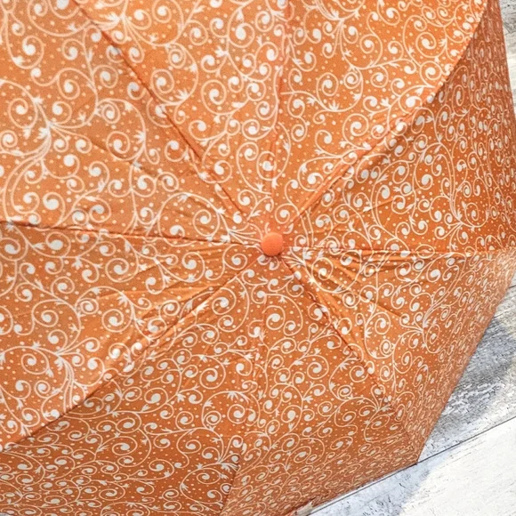 Vintage Christian Dior 70s 80s Orange Paisley pattern Umbrella - Picture 7 of 15